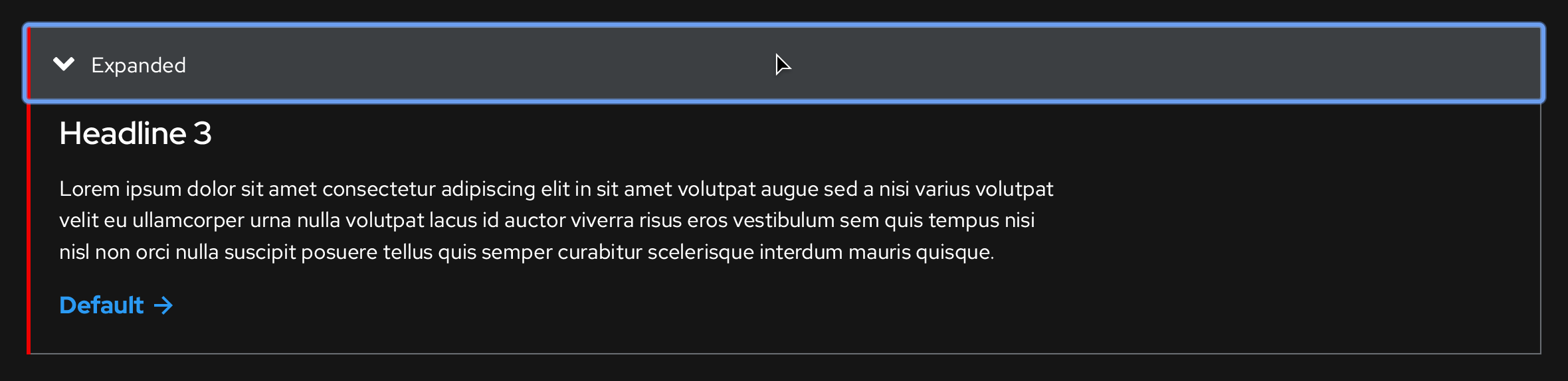 Disclosure, dark theme, expanded, active-pressed