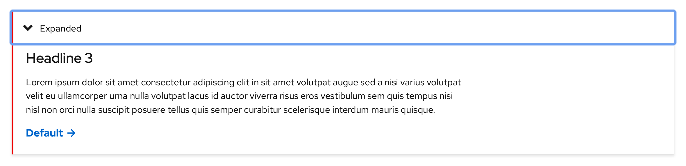 Disclosure, light theme, expanded, focus