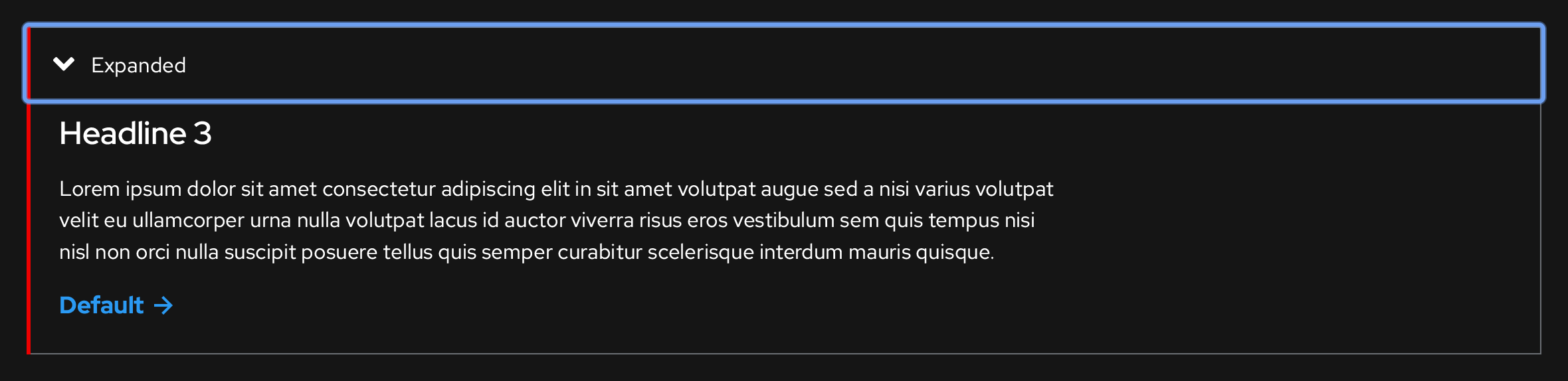 Disclosure, dark theme, expanded, focus