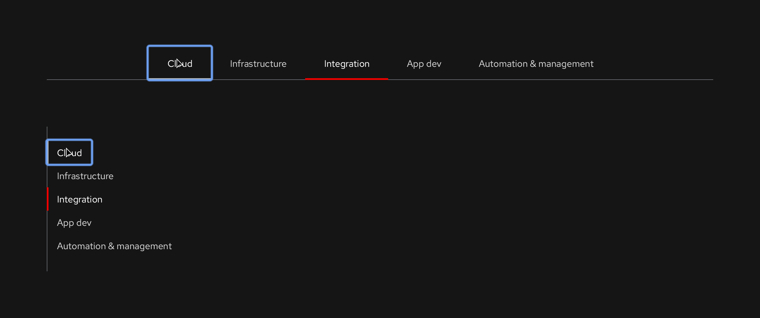 IX - Primary, Open, Wind variant, dark theme, active pressed