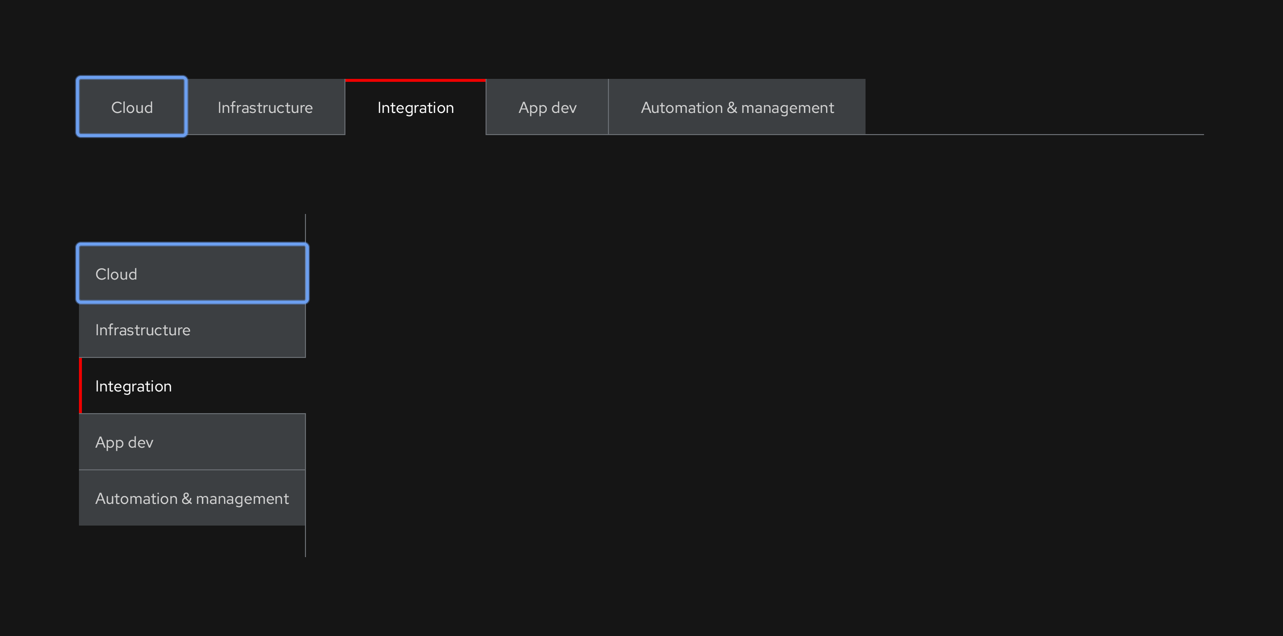 IX - Secondary, Box, Earth variant, dark theme, focus