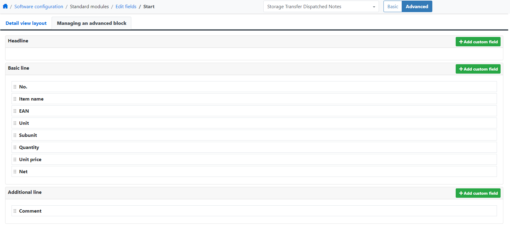 storage transfer dispatched notes
