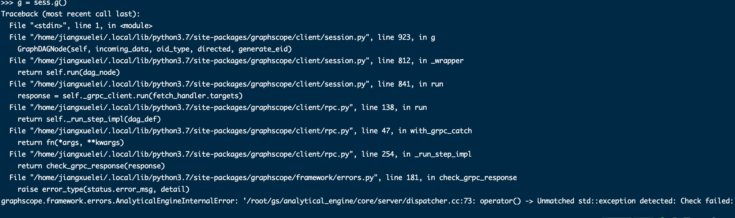 "session.g()" filed · Issue #642 · alibaba/GraphScope · GitHub