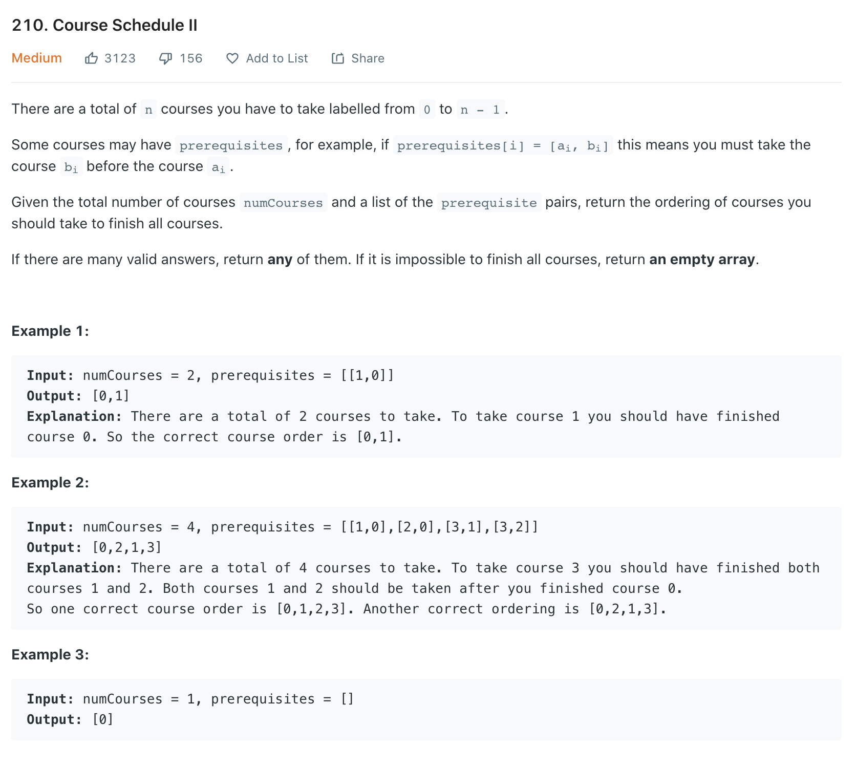  LeetCode 210 Course Schedule II