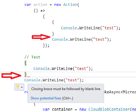 Stylecop does not detect SA1513 in anonymous method. · Issue #2529 ...