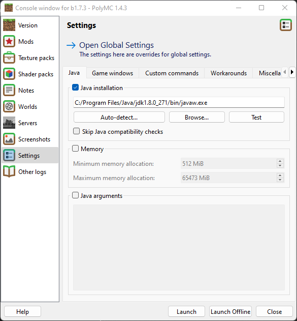 with poly mc if u try to run an older mc version it says i have to 
