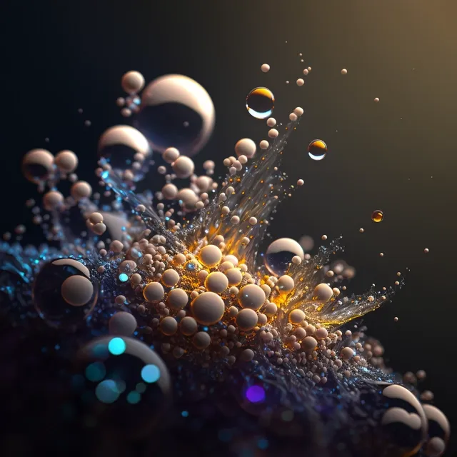Example output: macro photography of particles, realistic, 8k