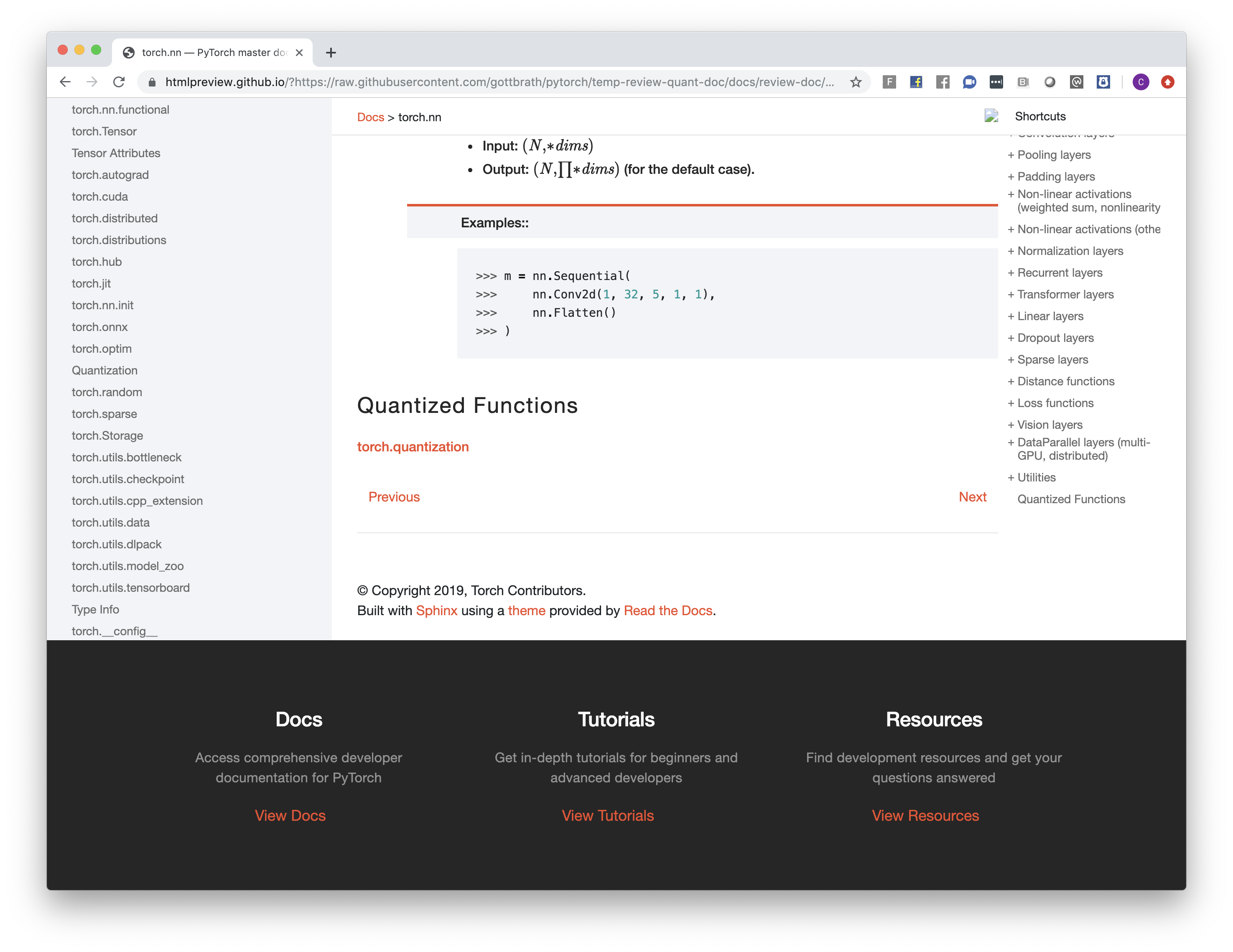the reference to the quantization nn modules needs a little more
