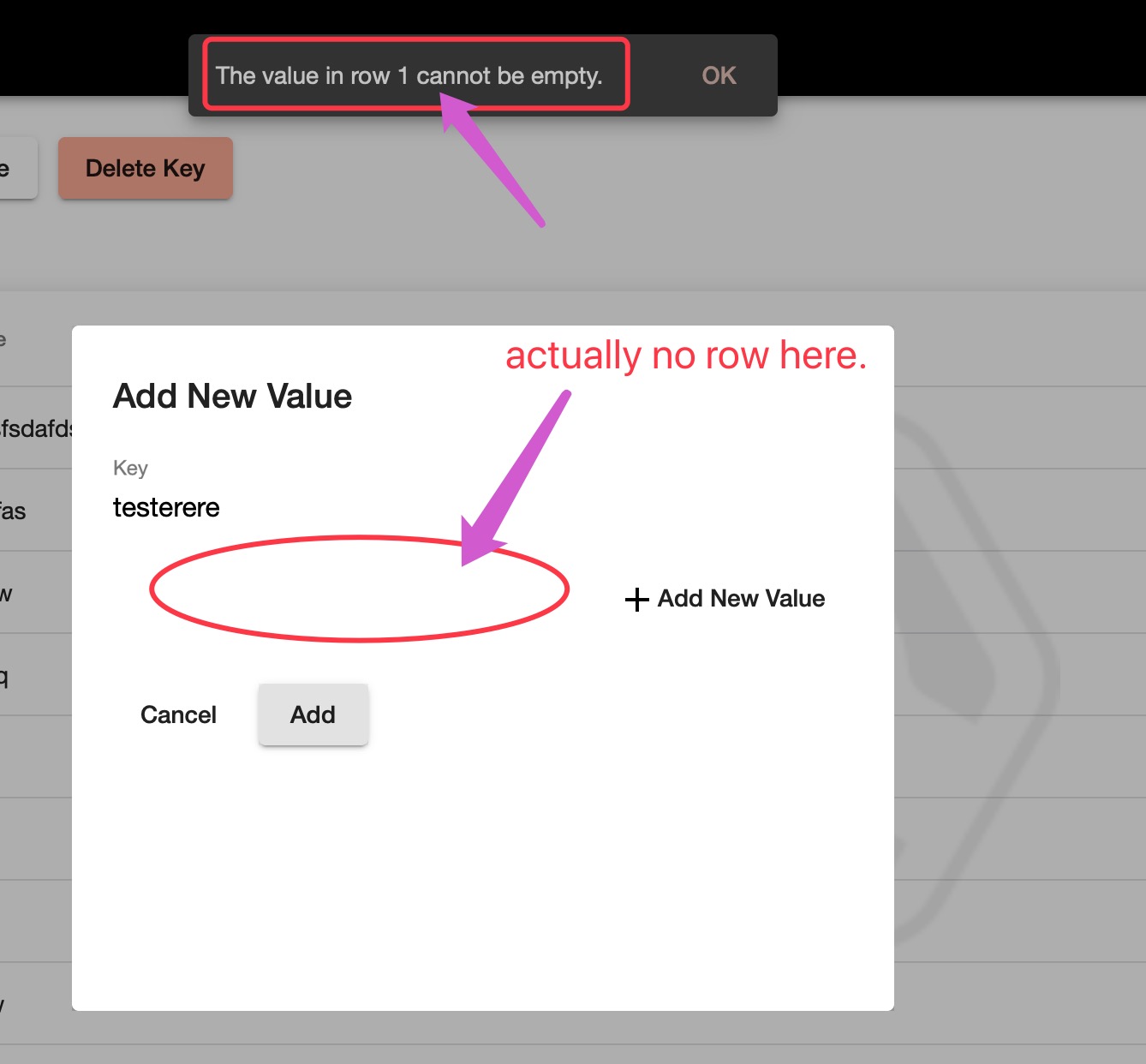validation message is wrong when there is no row on the modal · Issue ...