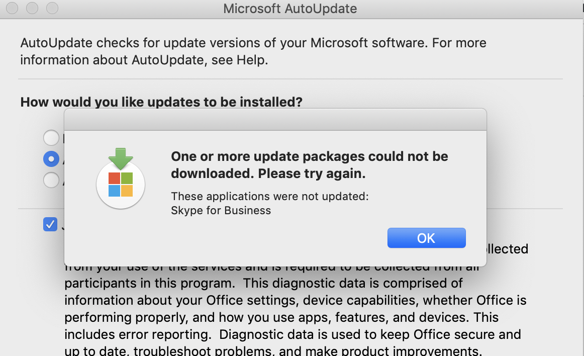 running microsoft autoupdate on mac