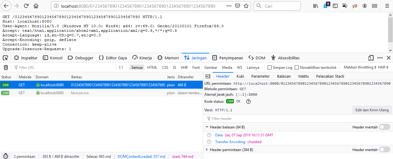 GOLANG belajar TCP server jika diakses dari browser. referensi https