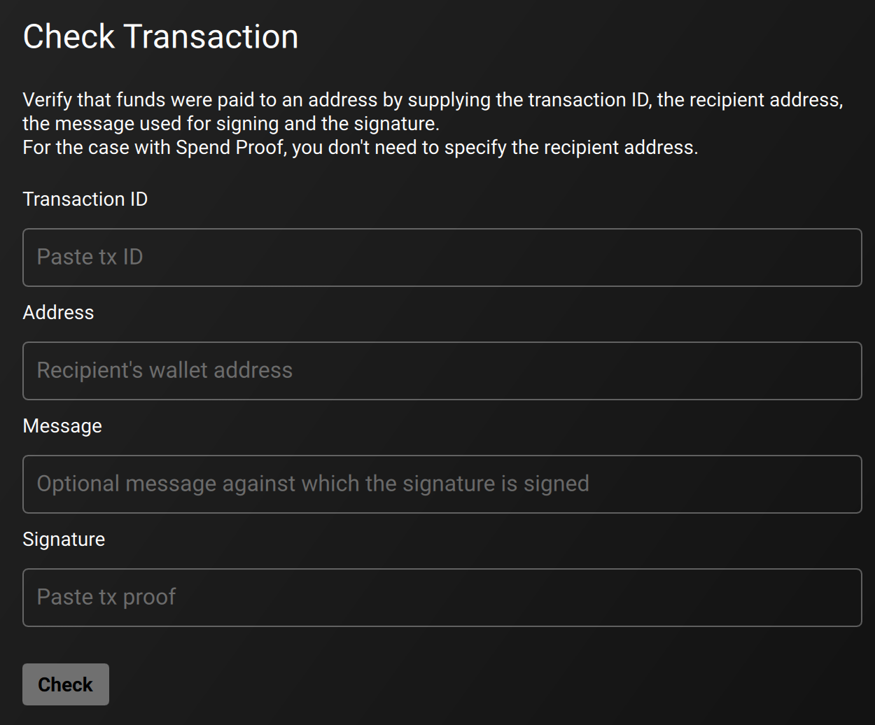 Support transaction key in Check Transaction section · Issue #2431 · monero -project/monero-gui
