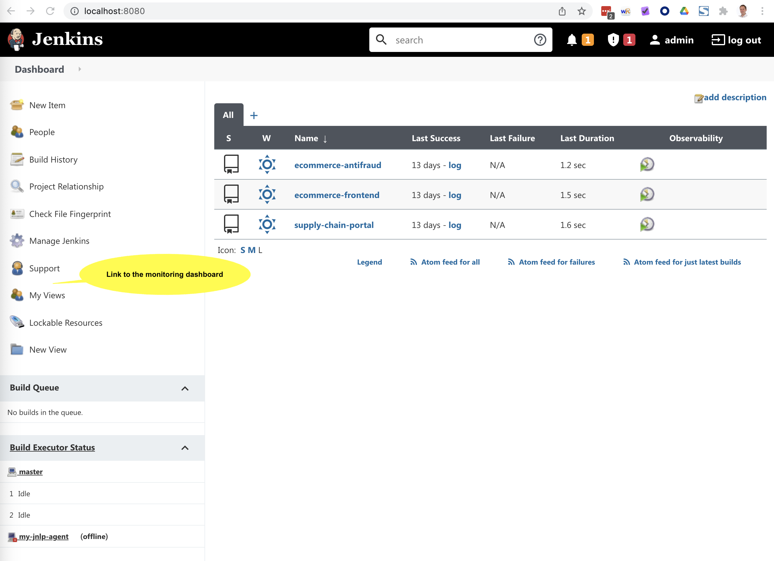 Need a link from Jenkins to the monitoring dashboards · Issue #238 ...