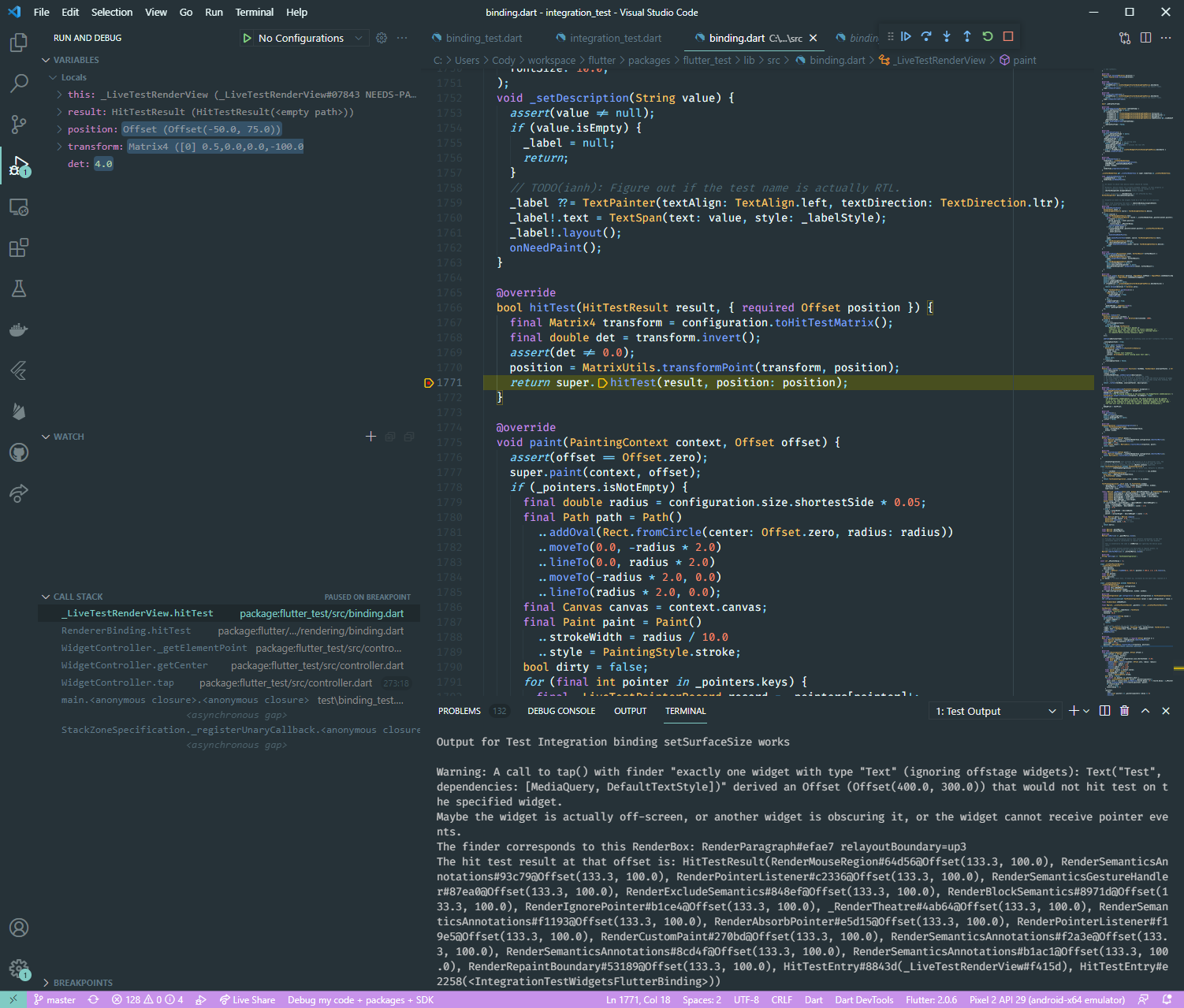 [integration_test] HitTest regression with setSurfaceSize · Issue ...