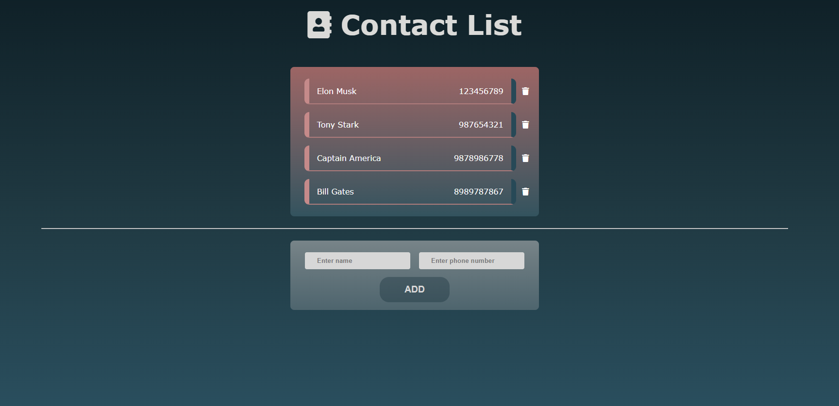 GitHub - protyushn1999/Contact-List: Mini project as a part of the web ...