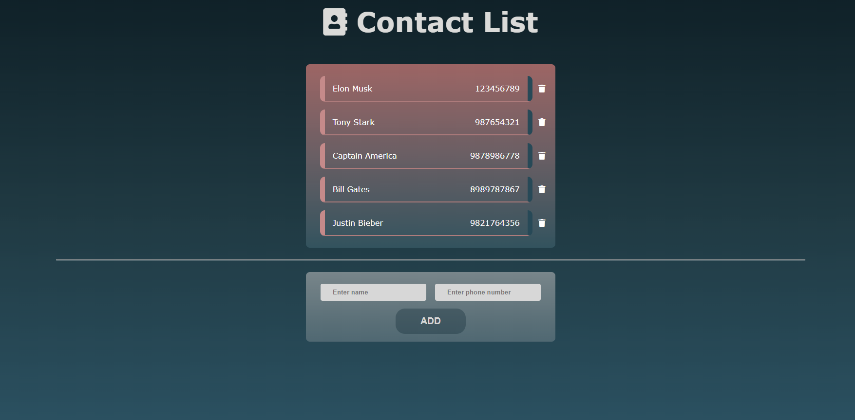 GitHub - protyushn1999/Contact-List: Mini project as a part of the web ...