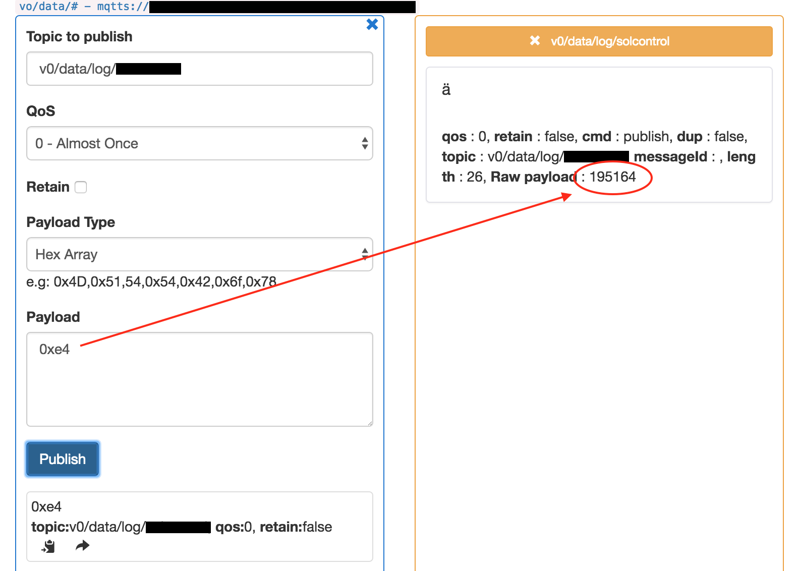 Seems to encode binary data via utf8 · Issue 15 · workswithweb/MQTTBox