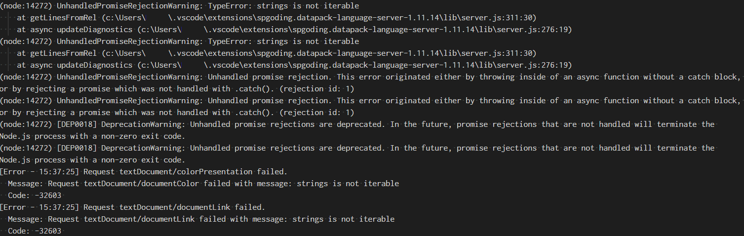 Unknown error thrown · Issue #287 · SpyglassMC/Spyglass · GitHub