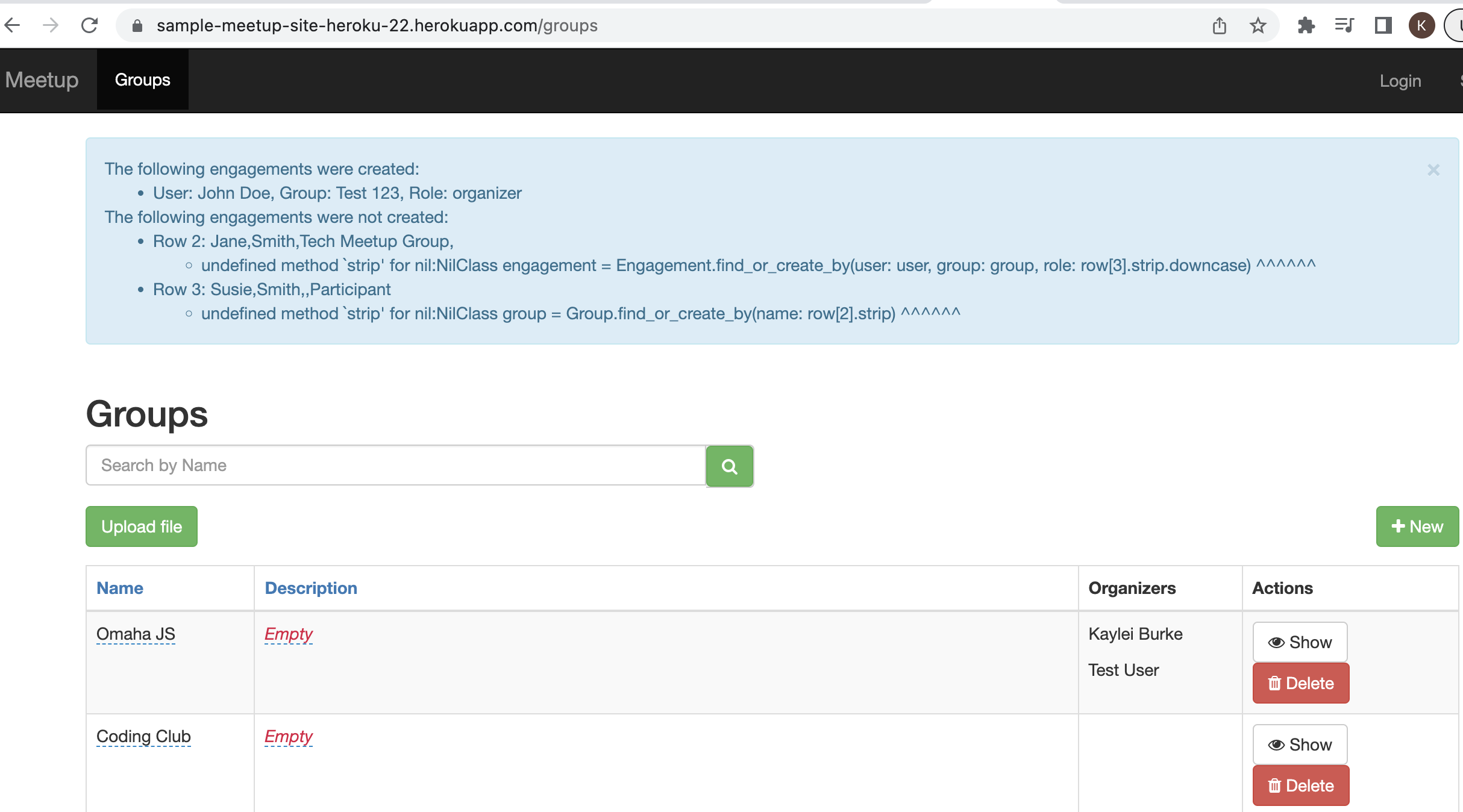 GitHub - kayleiburke/sample-meetup: A sample Ruby on Rails CRUD ...