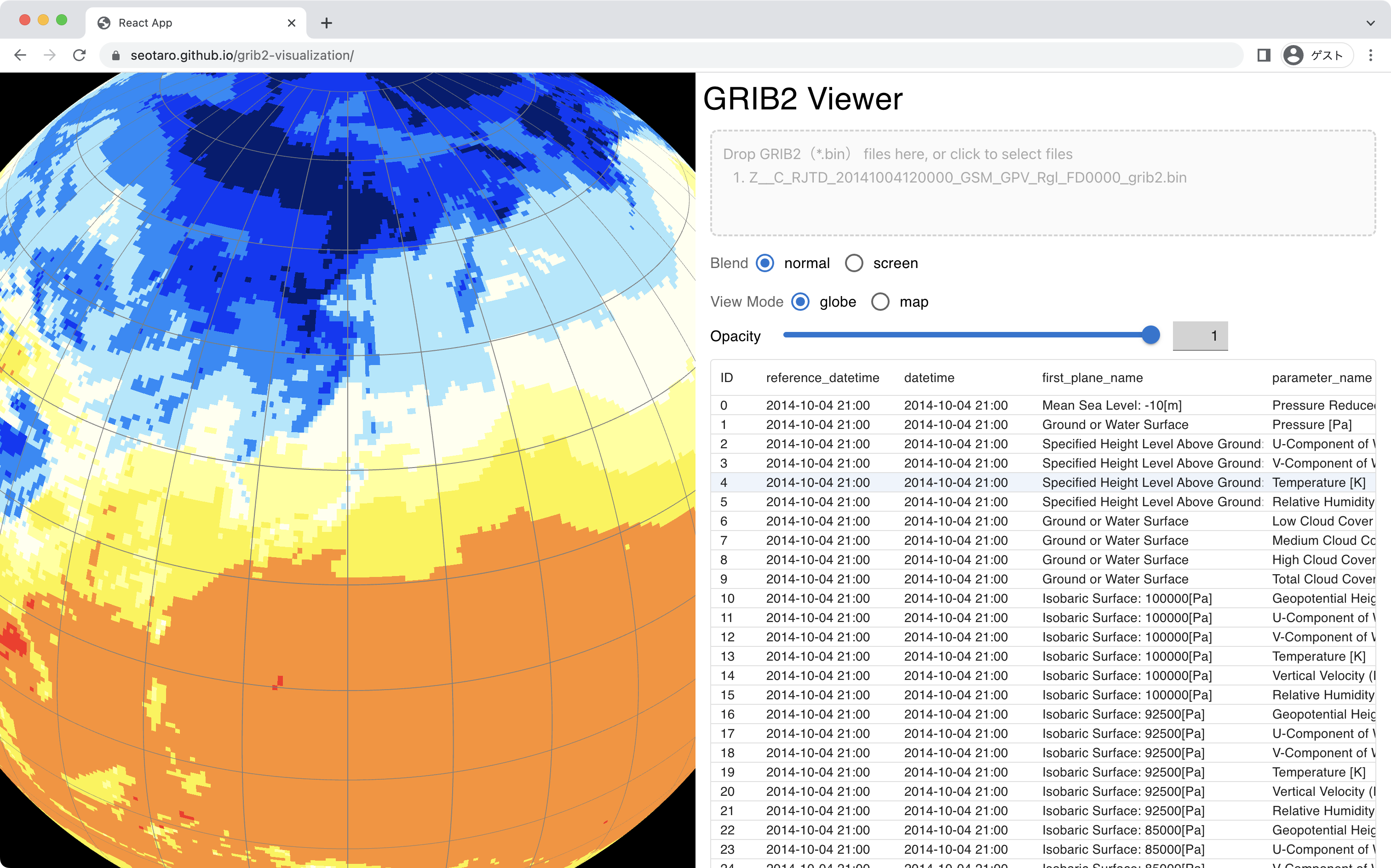 GitHub - seotaro/grib2-visualization: Parse and visualize GRIB2 data.