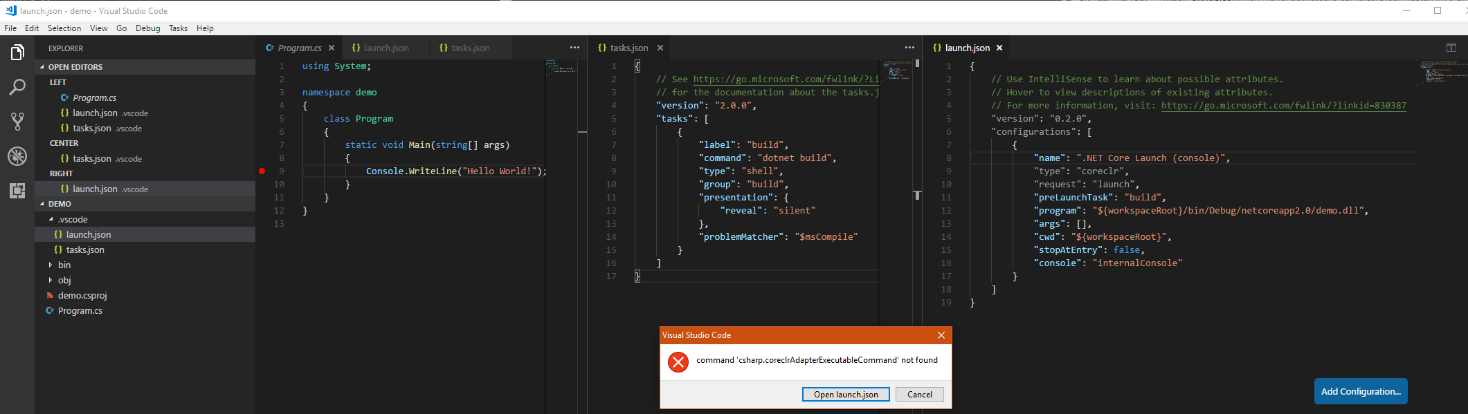 Cannot debug default/sample core console app · Issue #2166 · dotnet ...