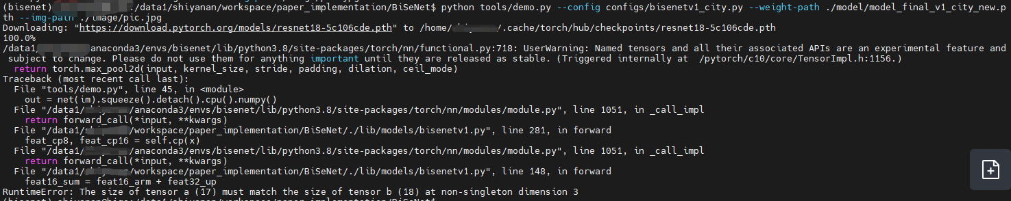 RuntimeError · Issue #183 · CoinCheung/BiSeNet · GitHub
