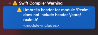 Umbrella header for module 'Realm' does not include header '/core/realm ...