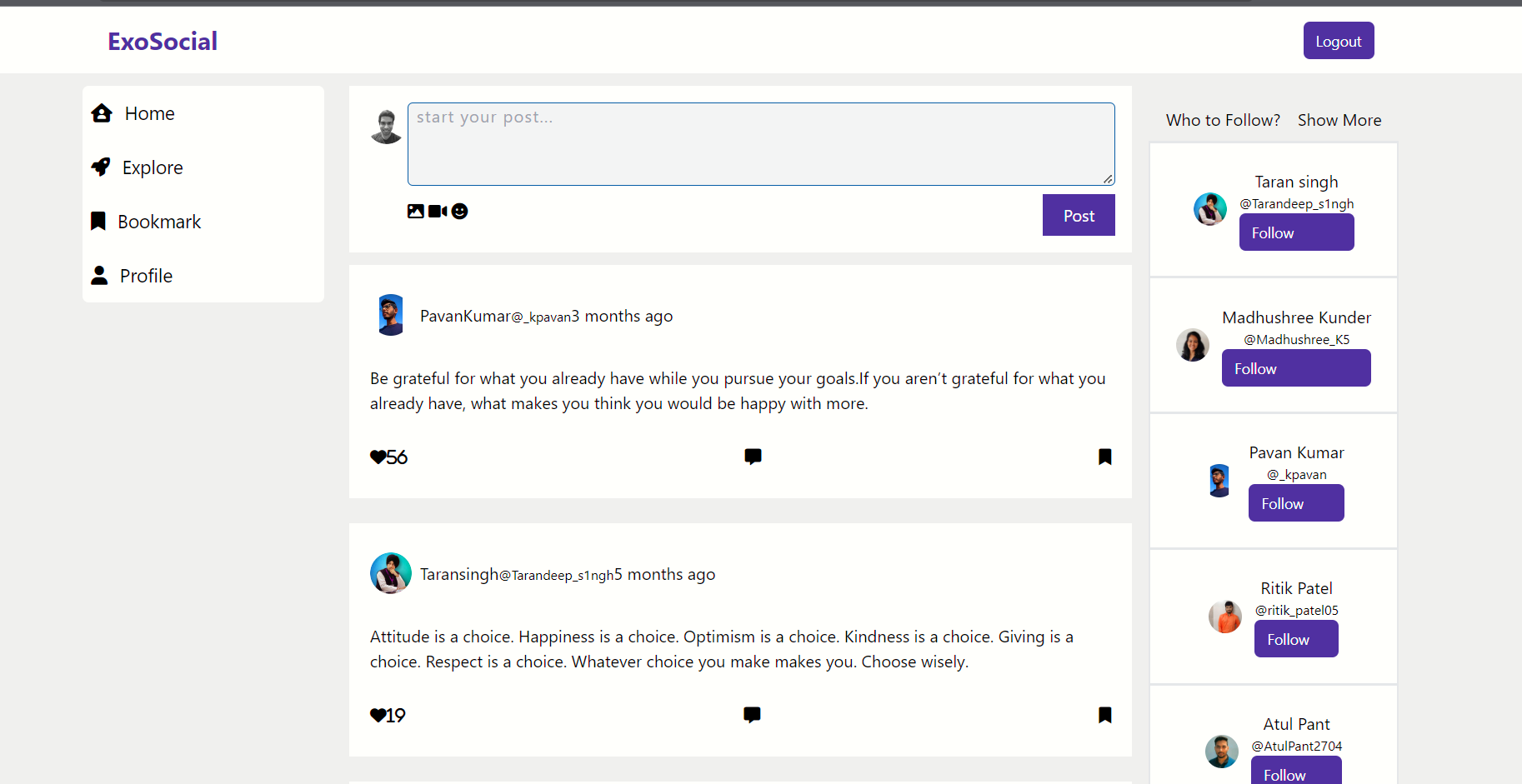 GitHub - saketkum11/exosocial: A social Media app for poeple to connect