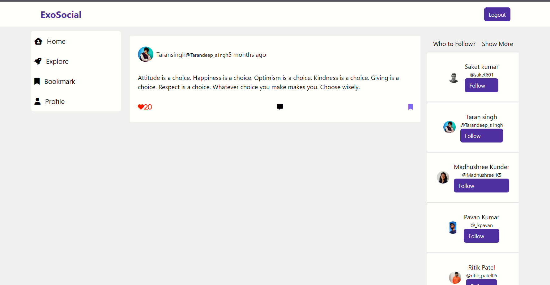 GitHub - saketkum11/exosocial: A social Media app for poeple to connect
