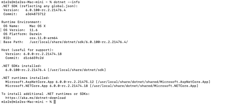 Dotnet command cannot be found after installing .NET 6.0.100-rc.2.21476 ...