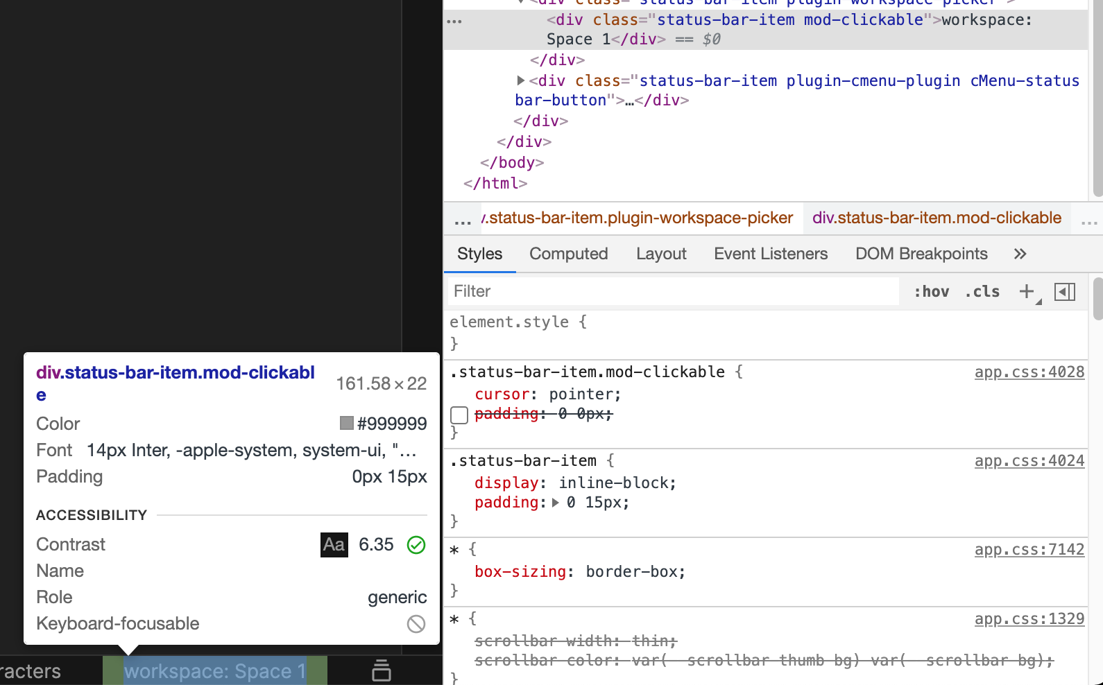 Reduce padding for even spacing on the status bar with other items