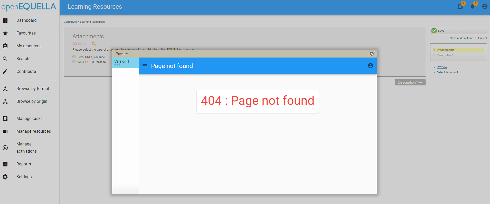 New UI: 404 error when previewing items inside contribution · Issue ...