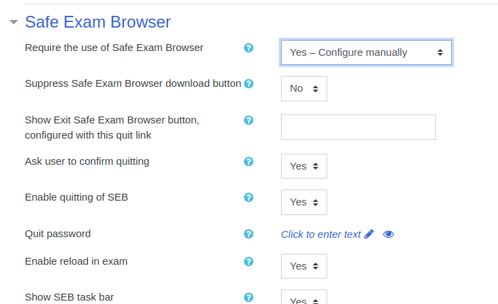 Place the setting "Suppress Safe Exam Browser download button" directly ...