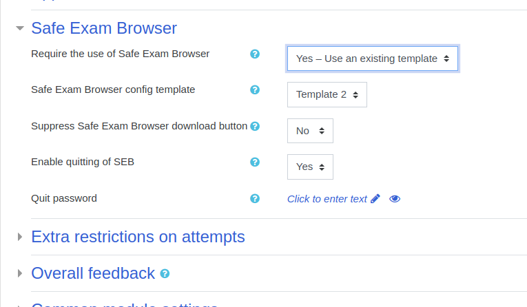 Place the setting "Suppress Safe Exam Browser download button" directly ...