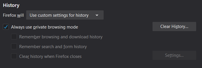 Custom privacy settings