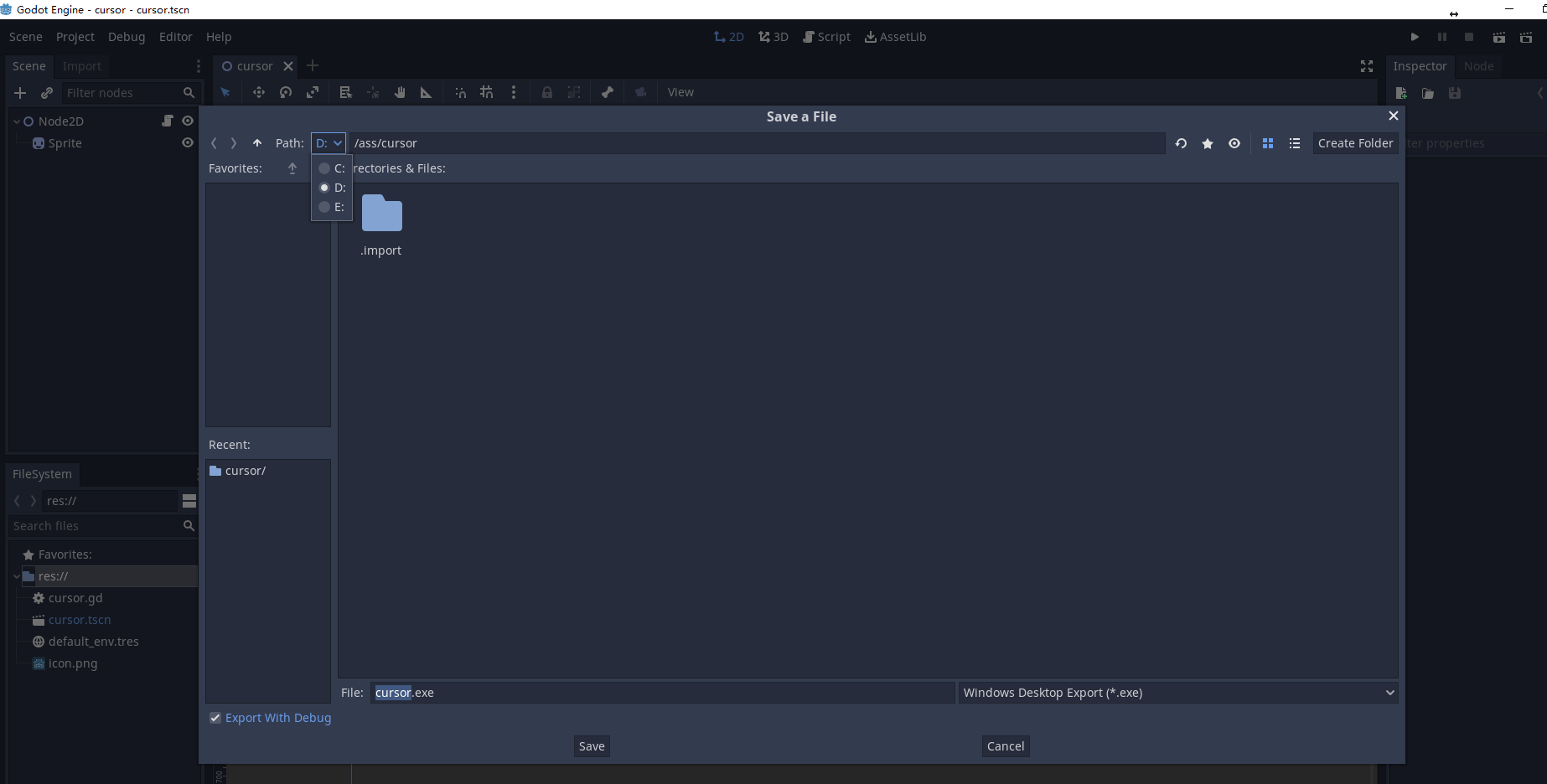 Export Project window's Path can not be changed to other directories of ...