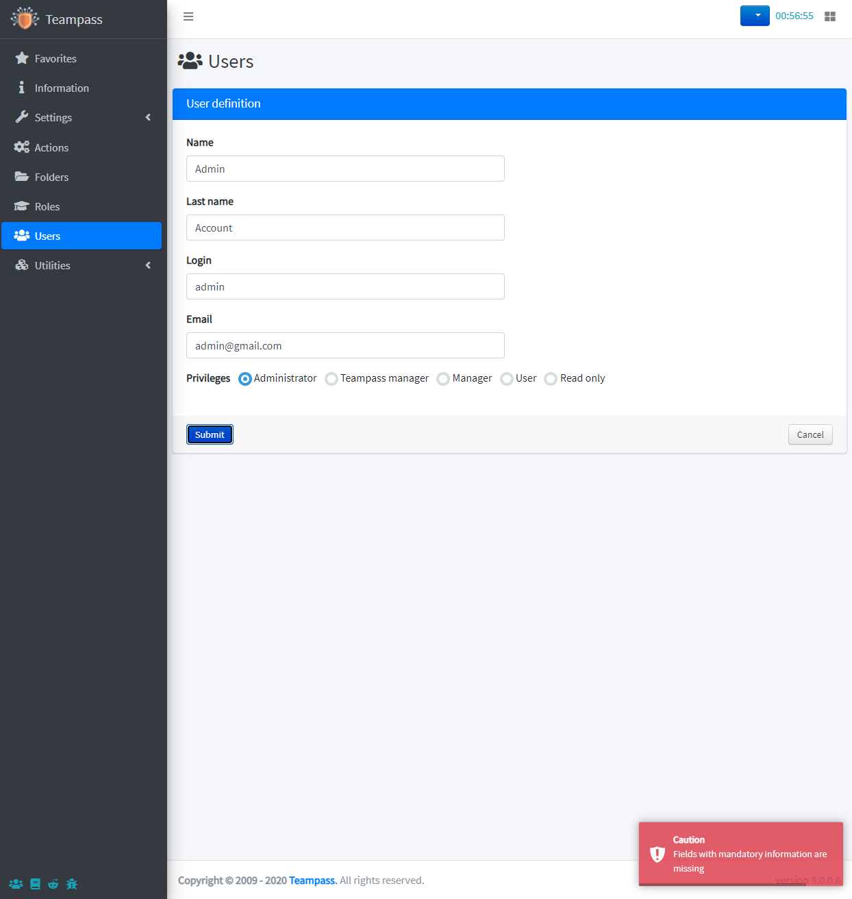 [v3] Can`t change Admin account detail · Issue #2845 · nilsteampassnet ...