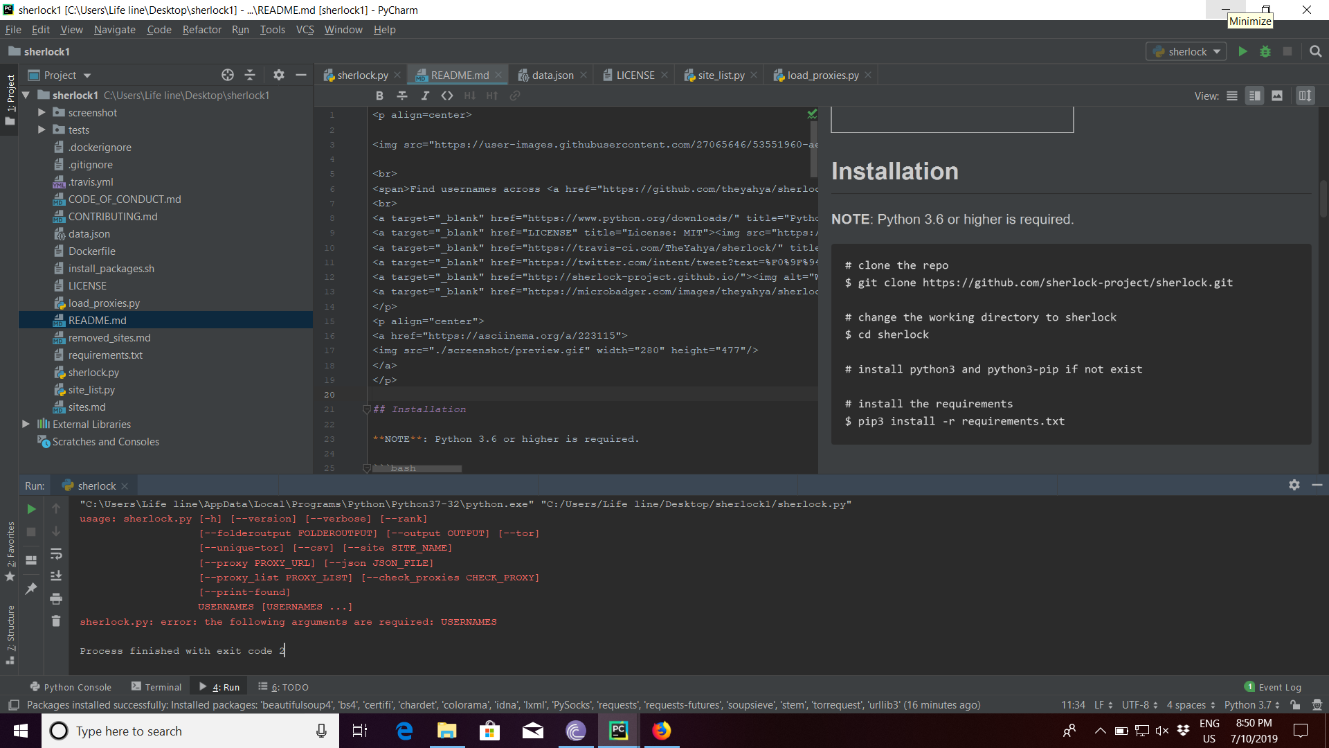 running issues · Issue 219 · sherlockproject/sherlock · GitHub