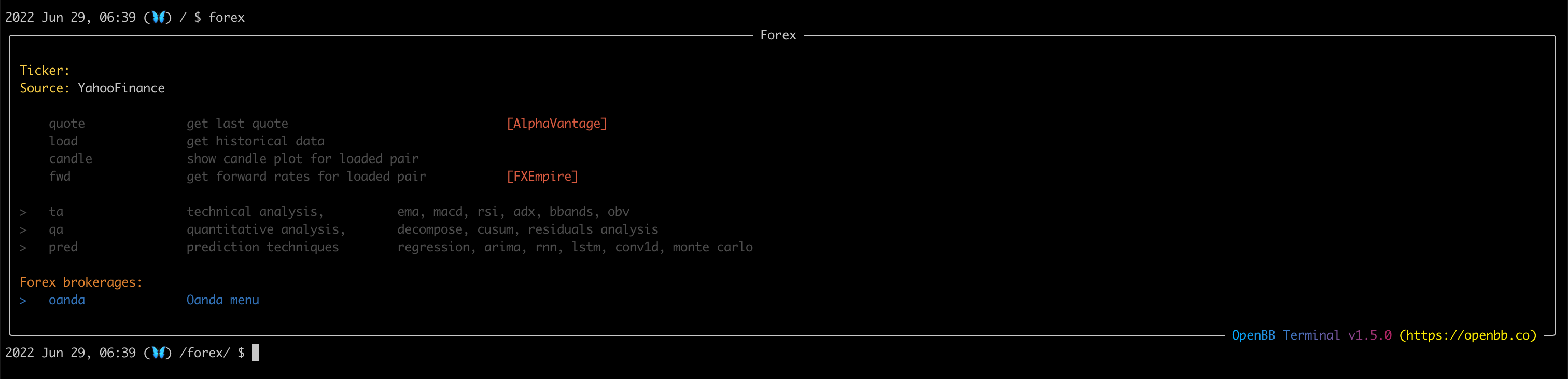 Forex Menu