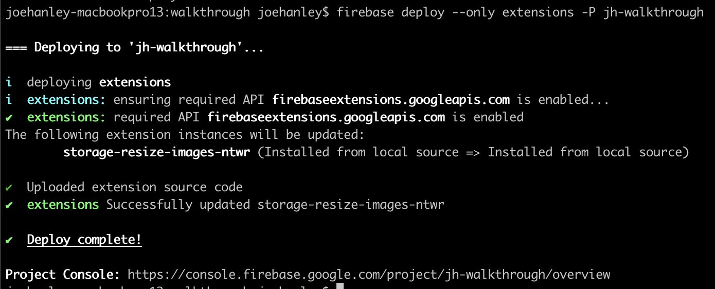 Adding support for local extensions to firebase deploy only