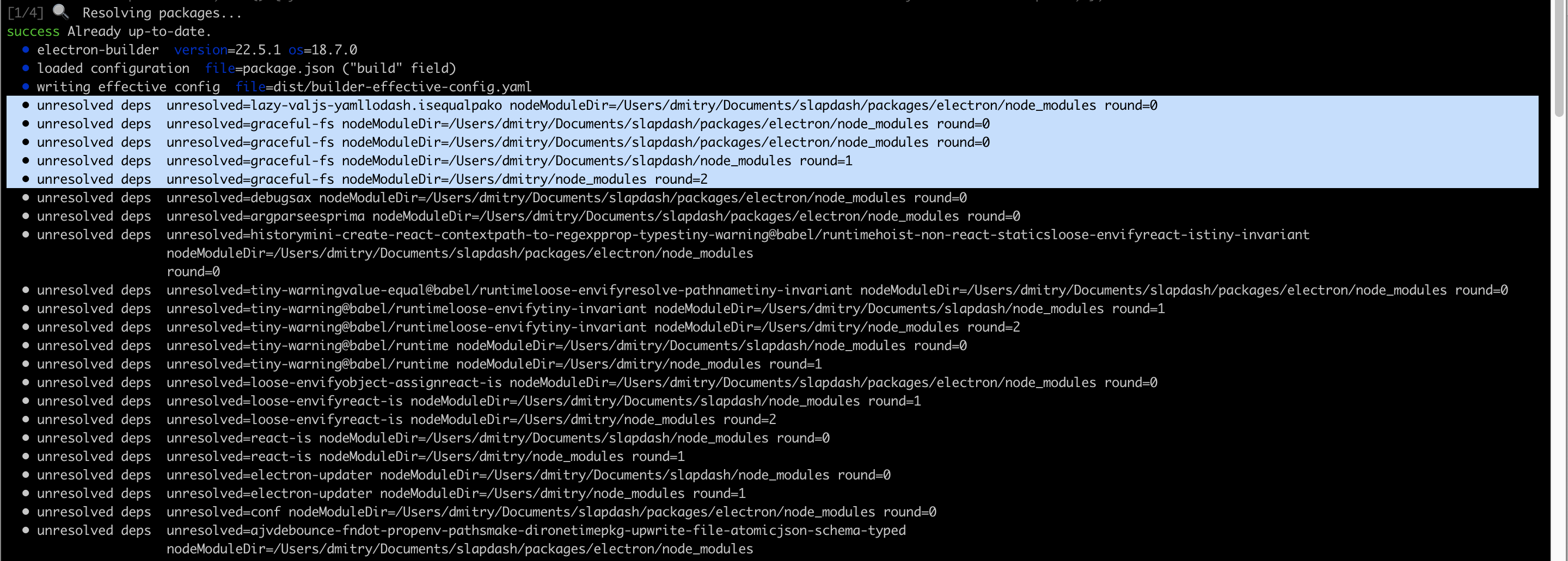 Setting e.g. DEBUG=electronnotarize makes electronbuilder emit