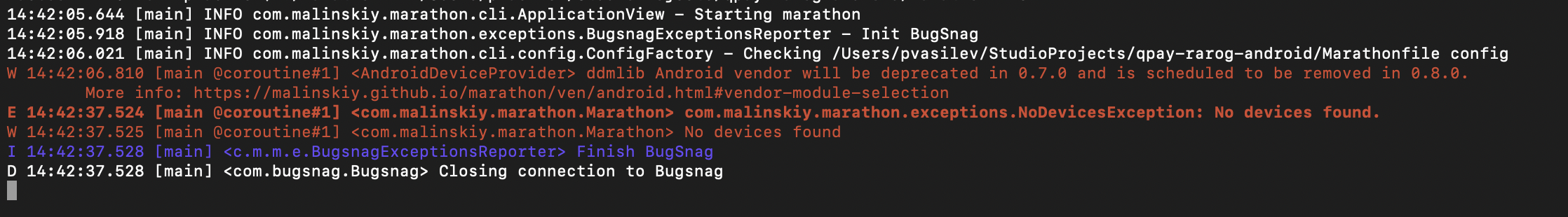 CLI stuck when NoDevicesException is thrown · Issue #437 · MarathonLabs ...