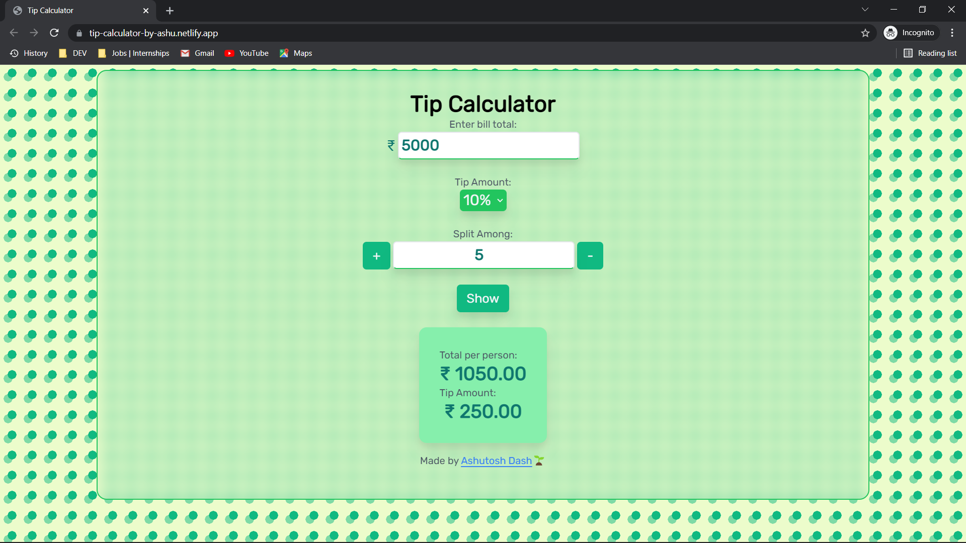 GitHub - AshutoshDash1999/Tip-Calculator: A simple app to calculate tip ...