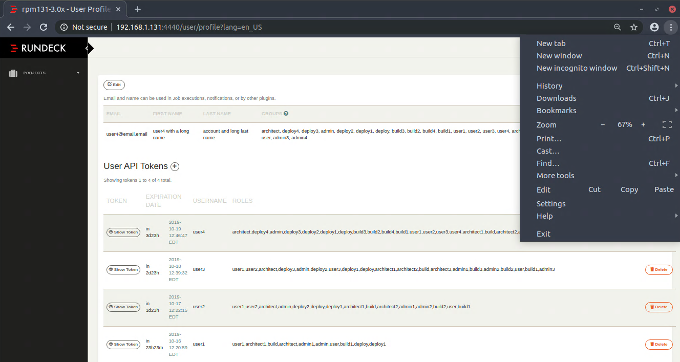 GUI - Unable to Delete User API Tokens with large role list · Issue ...