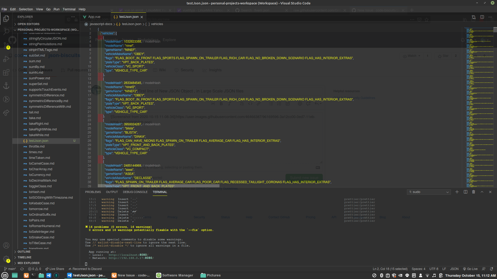 Annotation on First line of New JSON Object , in Large Scale JSON files