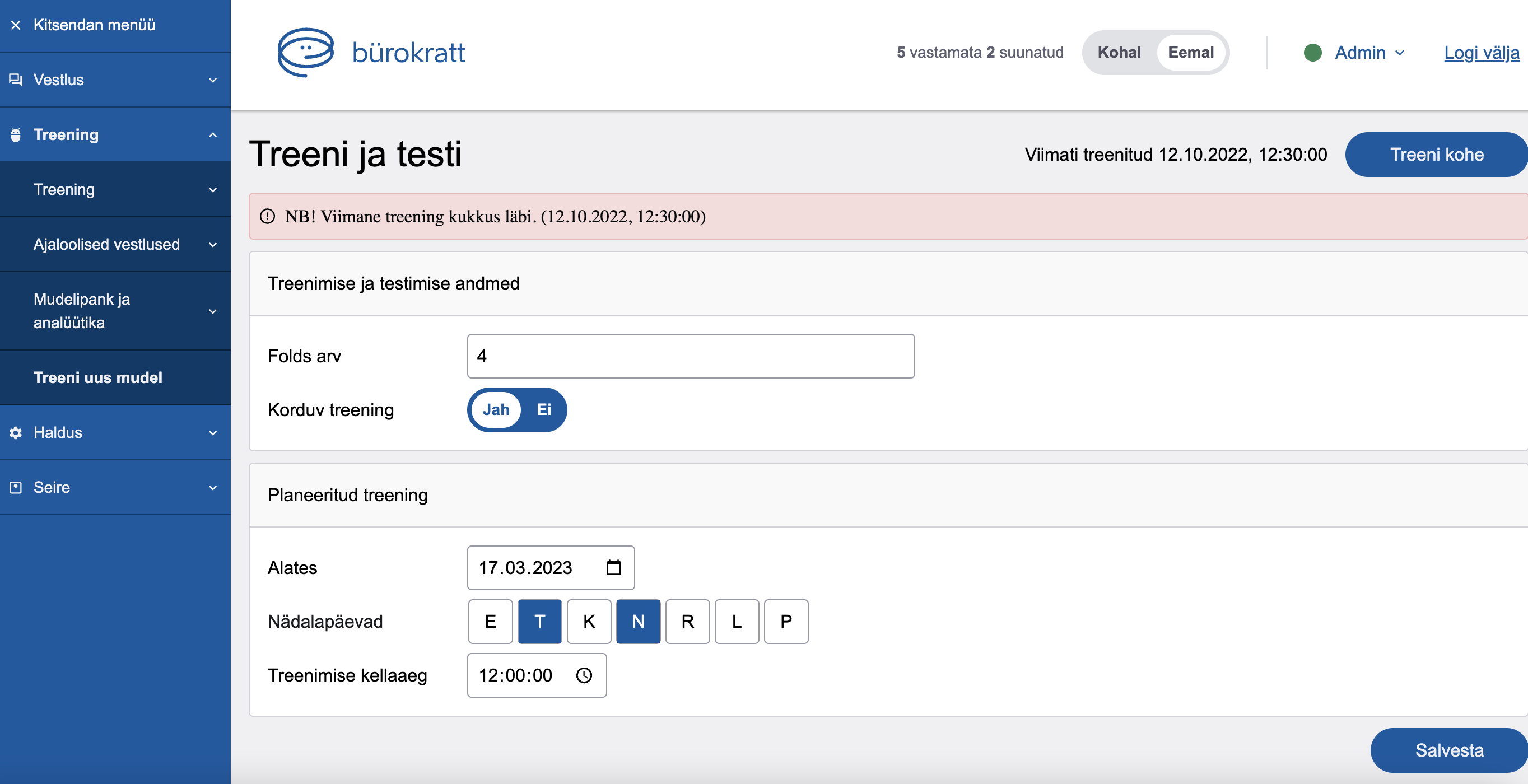 GUI for Train New Model · Issue #60 · buerokratt/Training-Module · GitHub