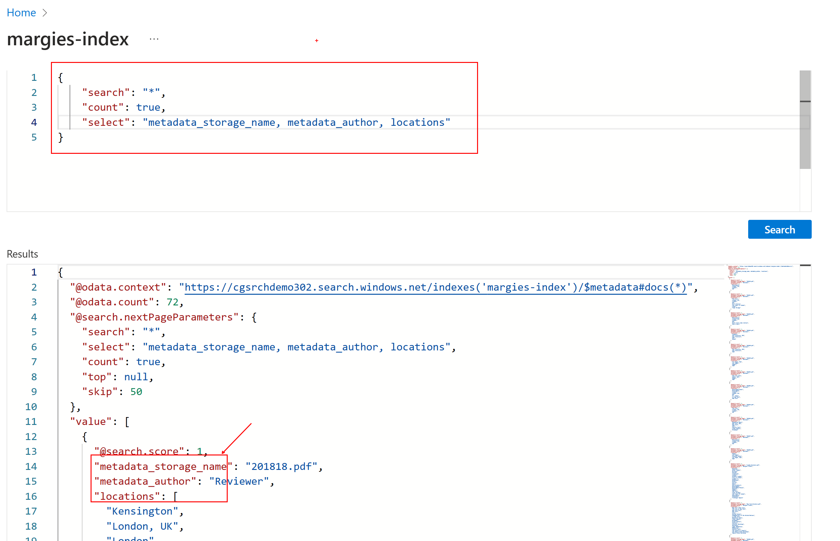 Lab 22 Create an Azure Cognitive Search solution Search Explorer bug ...