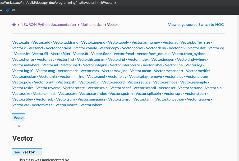 NEURON user reference documentation. Method list for hoc classes ...