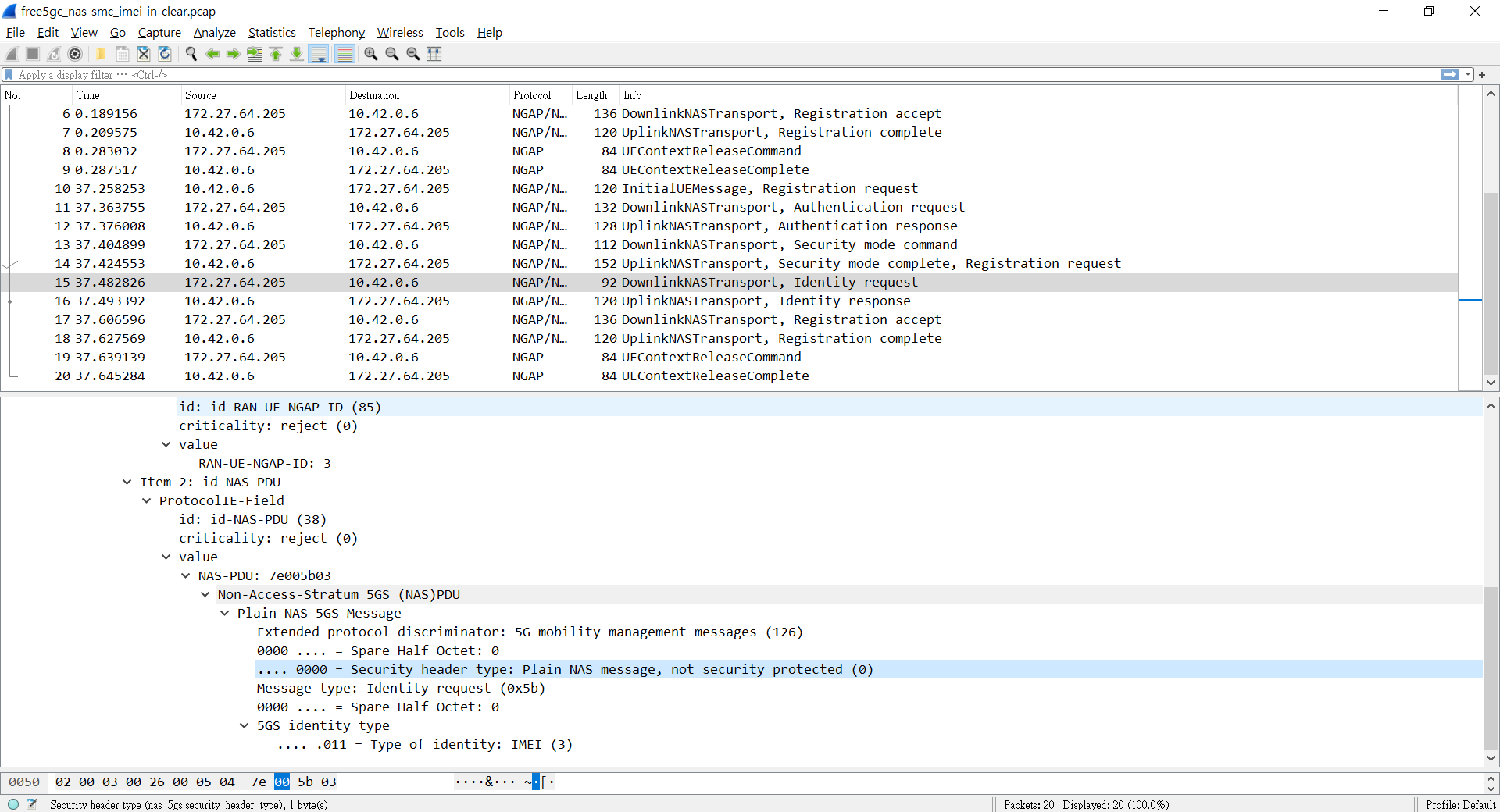 [Bugs] subscriber's IMEI requested in clear if not provided in NAS