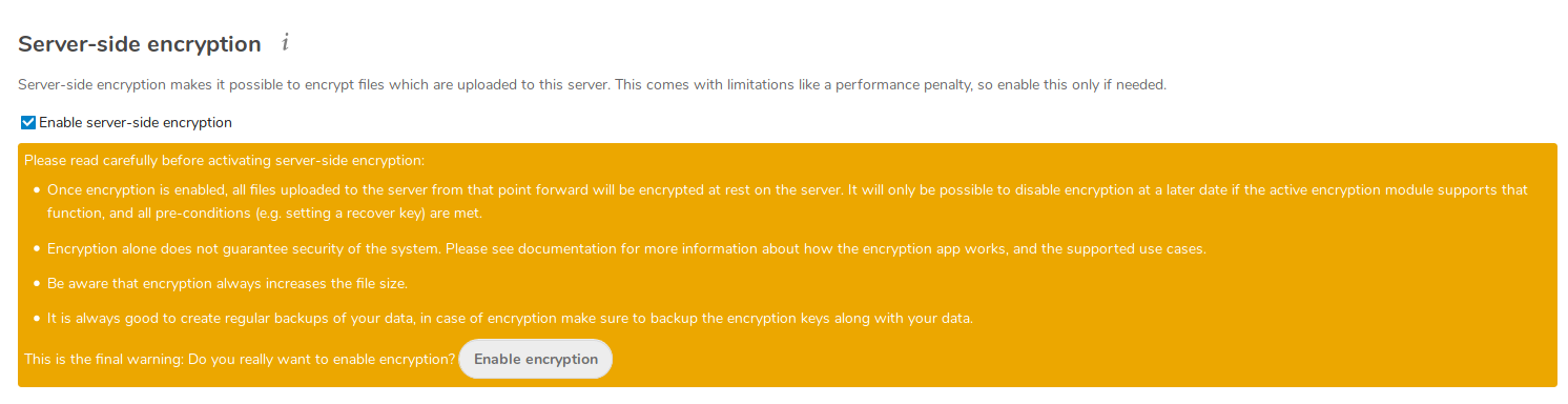 Server Side Encryption can't be activated. · Issue #1086 · nextcloud ...